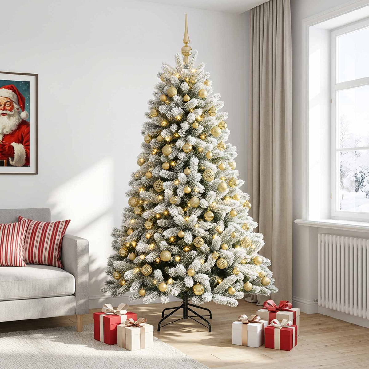 vidaXL Artificial Christmas Tree with Bauble 210 cm 300 LEDs