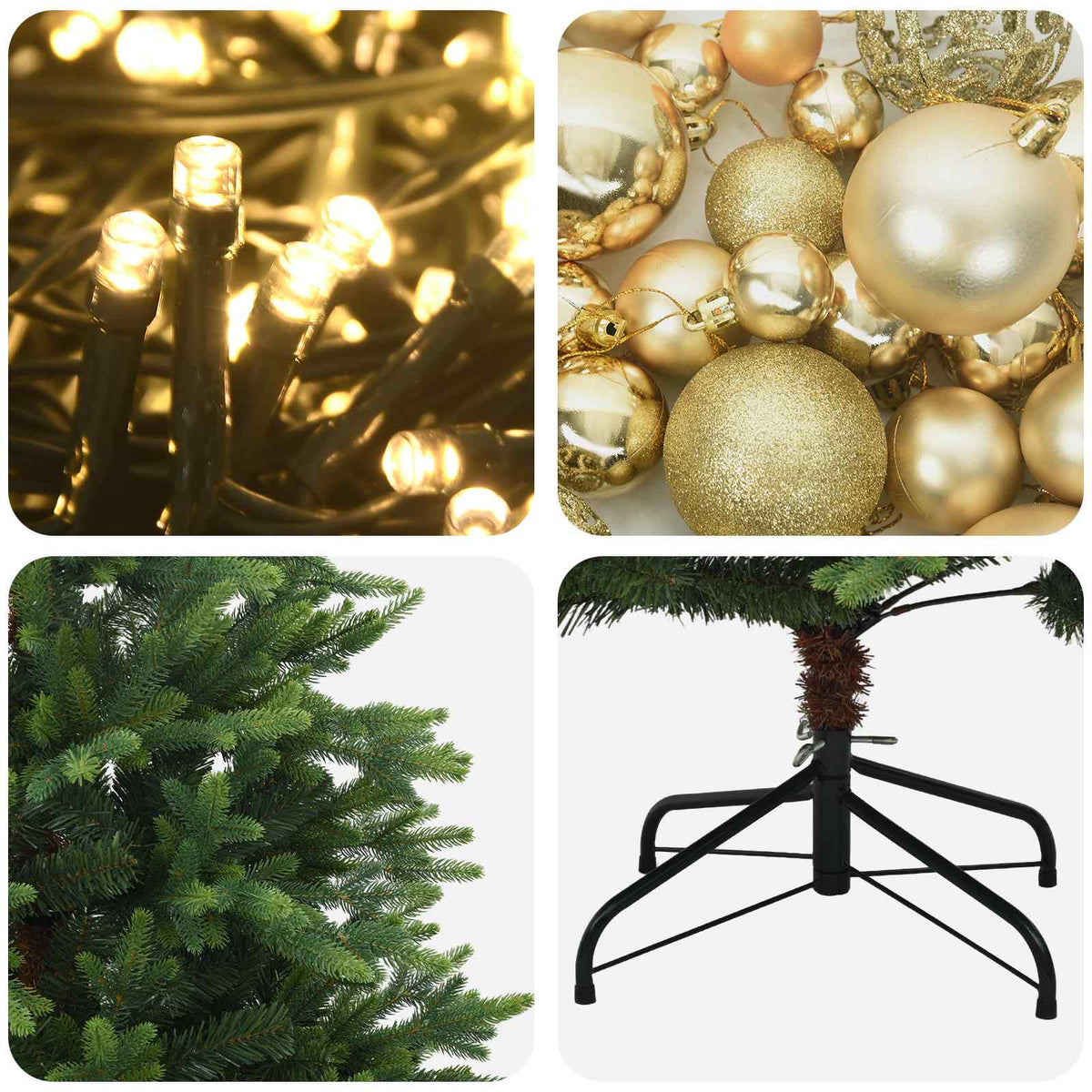 vidaXL Artificial Christmas Tree with Bauble 240 cm 300 LEDs