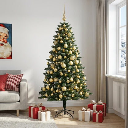 vidaXL Artificial Christmas Tree with Bauble 210 cm 300 LEDs