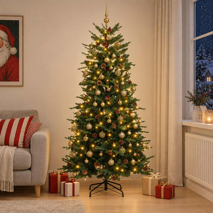 vidaXL Artificial Christmas Tree with Bauble 180 cm 300 LEDs