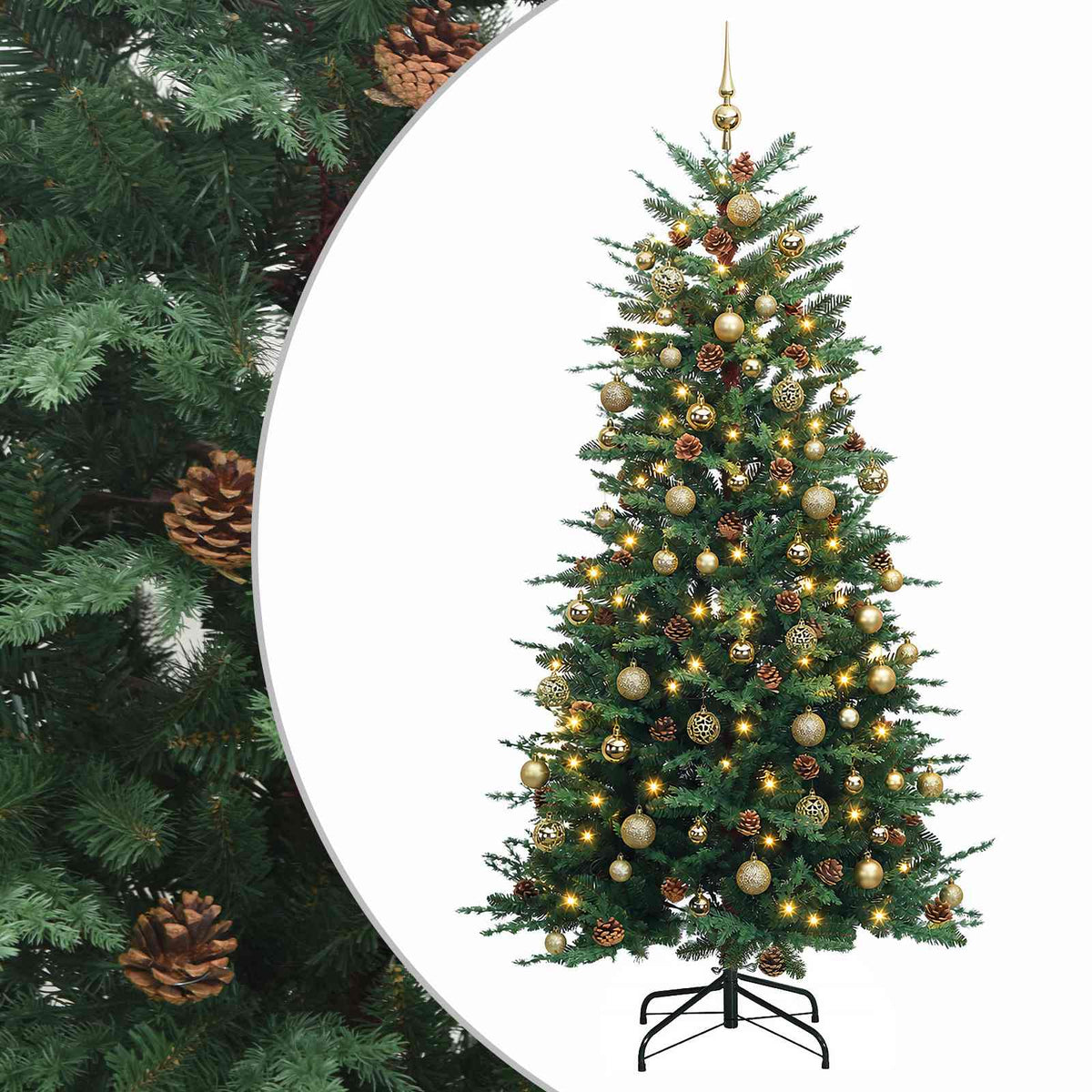 vidaXL Artificial Christmas Tree with Bauble 210 cm 300 LEDs