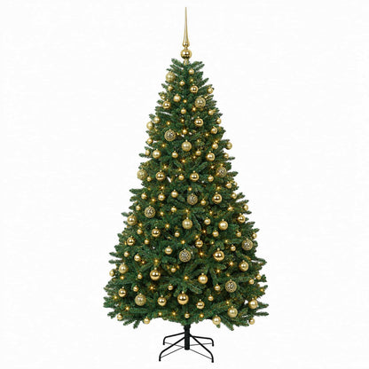 vidaXL Artificial Christmas Tree Mid-green with Bauble 180 cm 300 LEDs