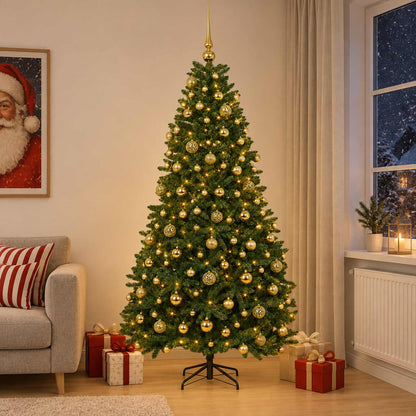 vidaXL Artificial Christmas Tree Mid-green with Bauble 240 cm 300 LEDs