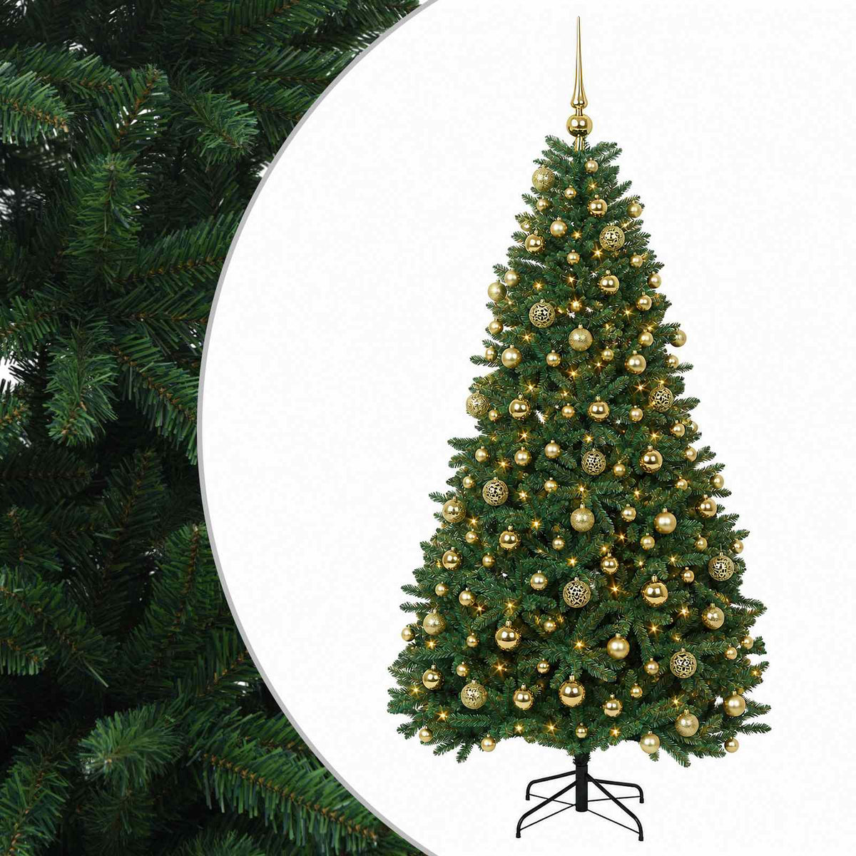 vidaXL Artificial Christmas Tree Mid-green with Bauble 240 cm 300 LEDs
