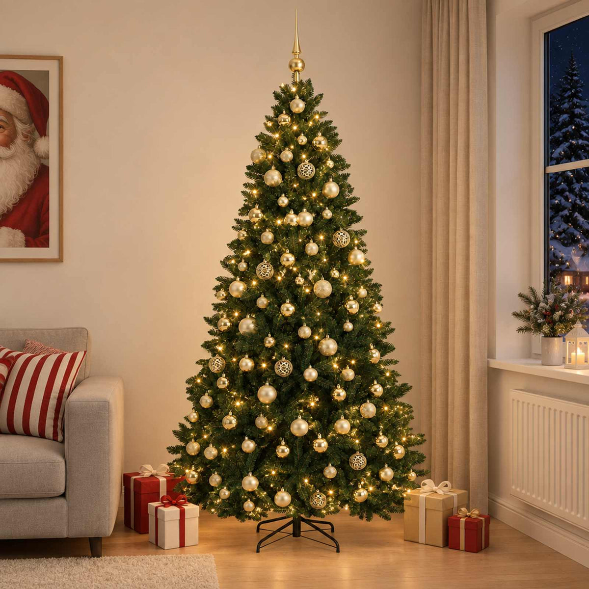 vidaXL Artificial Christmas Tree Dark Green with Bauble 240 cm