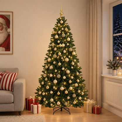 vidaXL Artificial Christmas Tree Dark Green with Bauble 210 cm