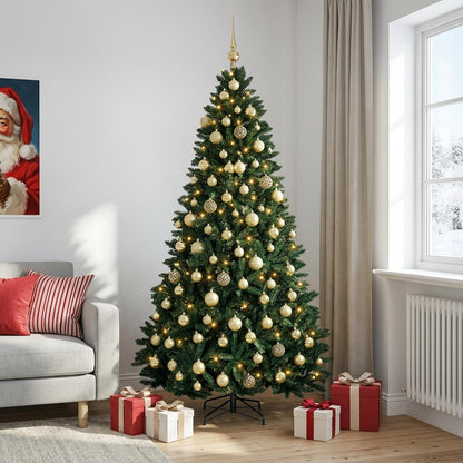 vidaXL Artificial Christmas Tree Dark Green with Bauble 210 cm