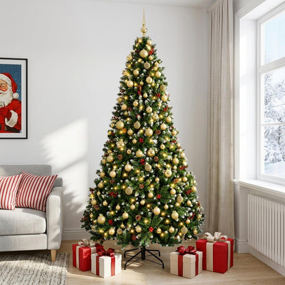 vidaXL Artificial Christmas Tree Green with Bauble 240 cm 300 LEDs