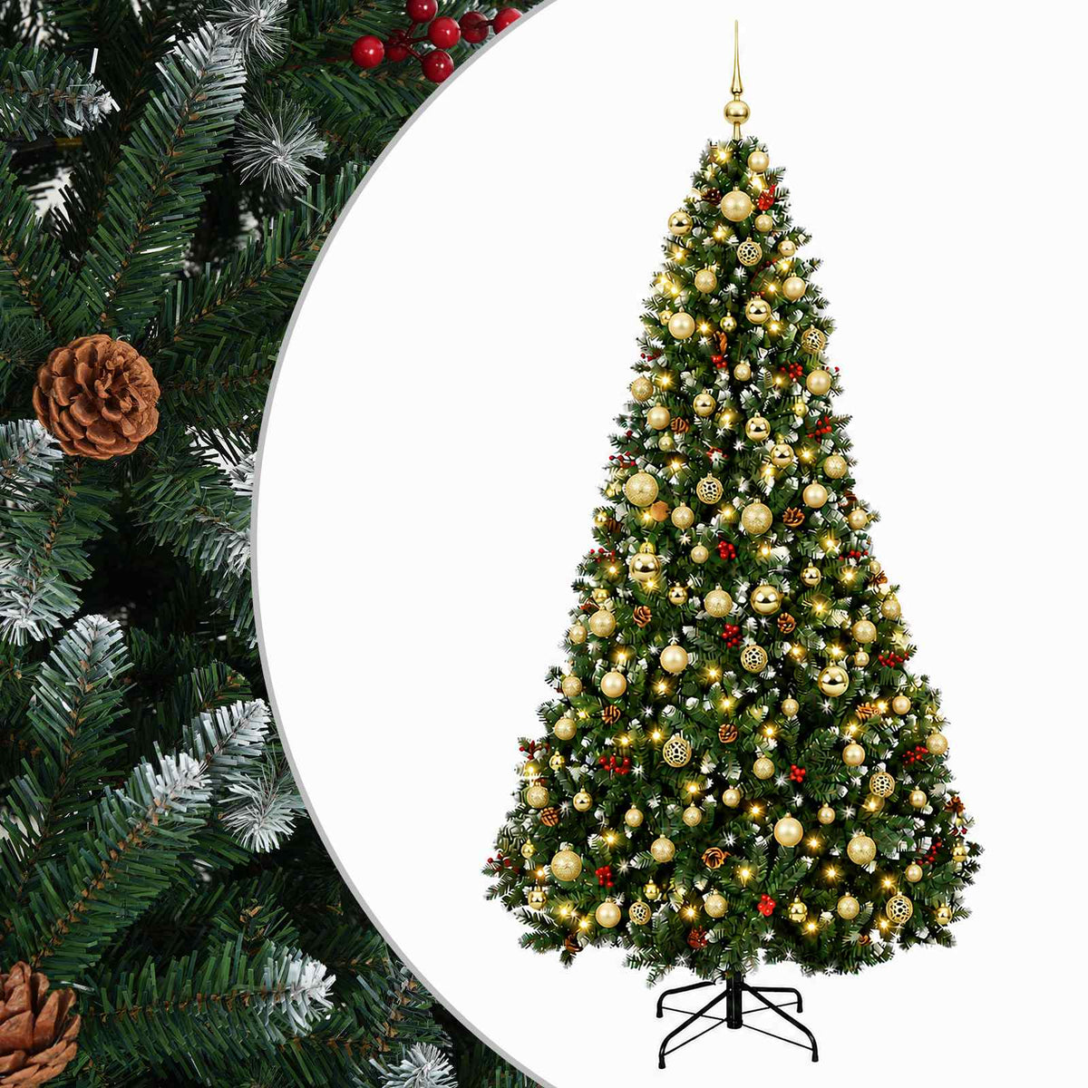 vidaXL Artificial Christmas Tree Green with Bauble 240 cm 300 LEDs