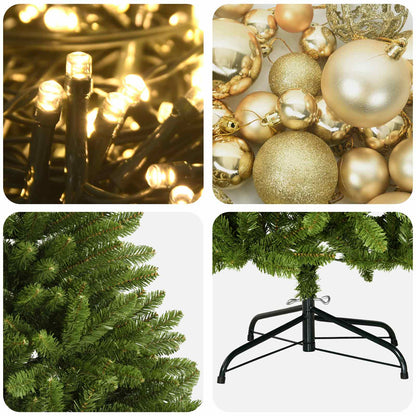 vidaXL Light Green Artificial Christmas Tree with Ornaments 210 cm
