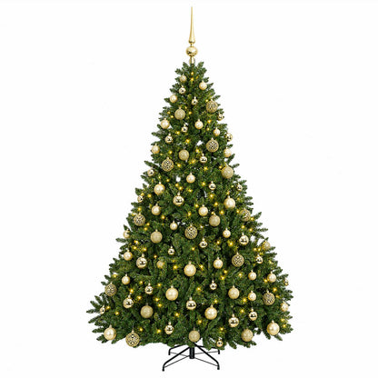 vidaXL Light Green Artificial Christmas Tree with Ornaments 210 cm