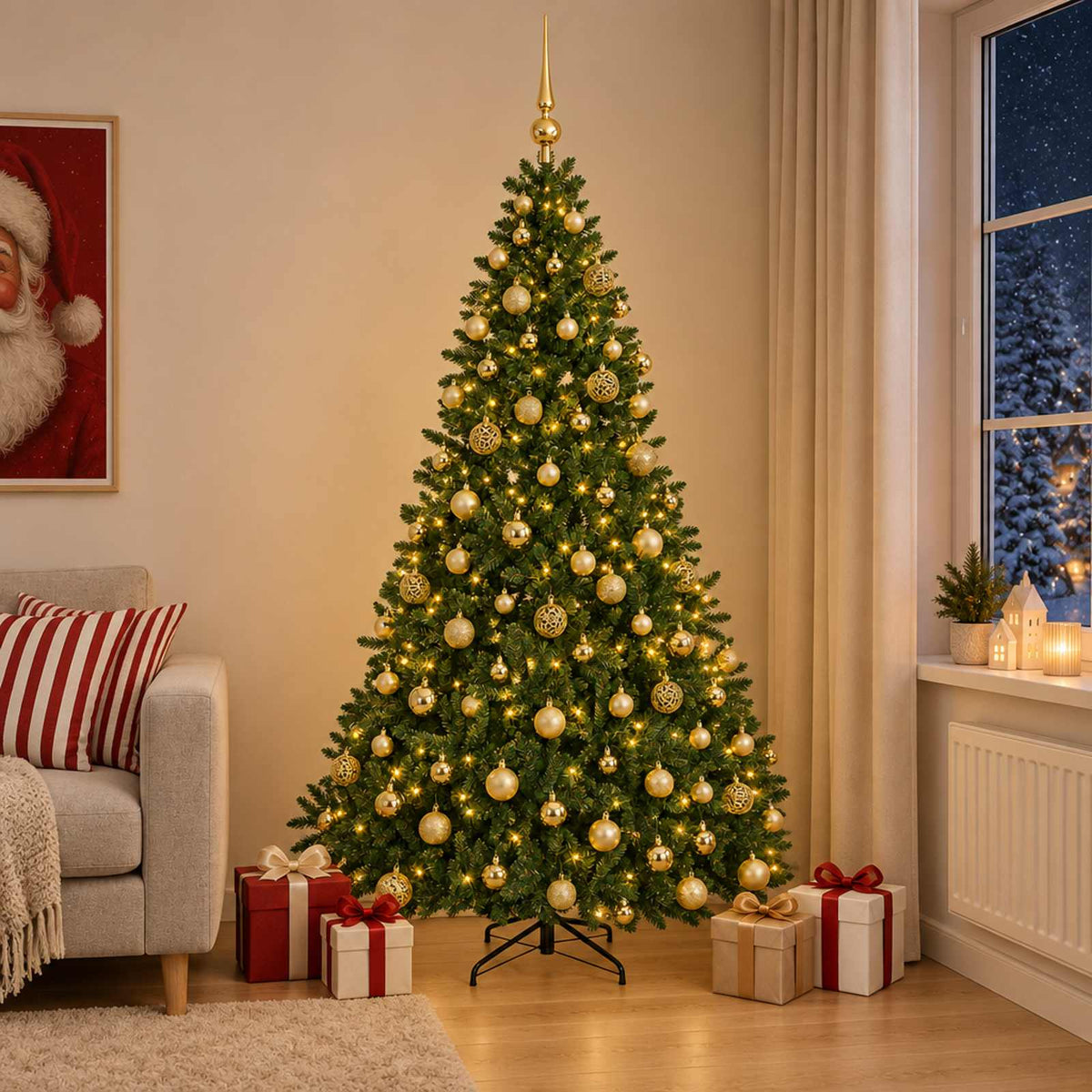 vidaXL Artificial Christmas Tree Light Green with Baubles 240 cm