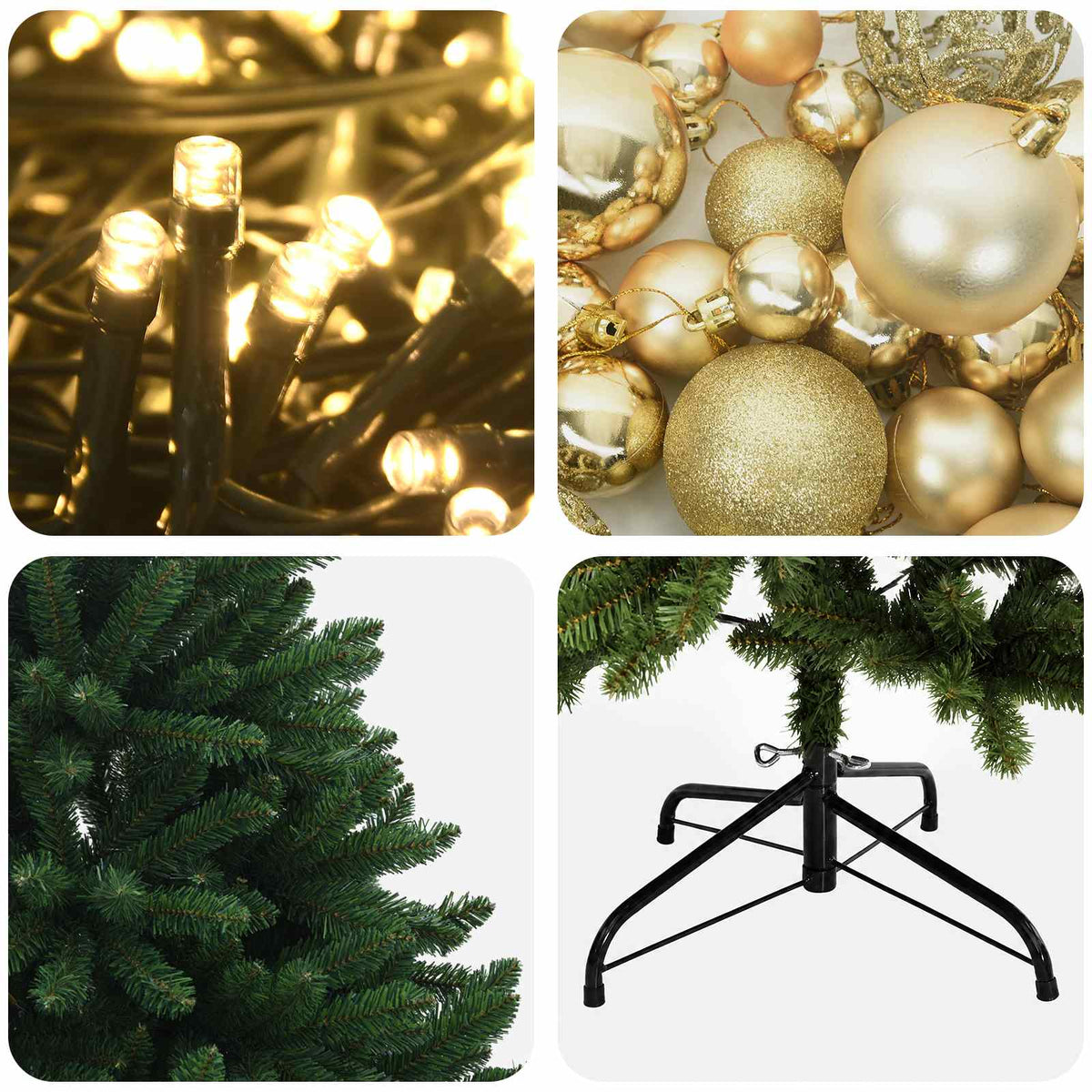 vidaXL Artificial Christmas Tree Mid-green with Bauble 180 cm 300 LEDs