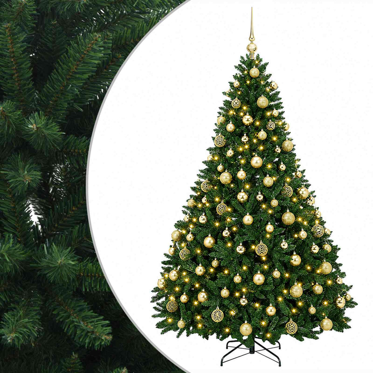 vidaXL Artificial Christmas Tree Mid-green with Bauble 180 cm 300 LEDs