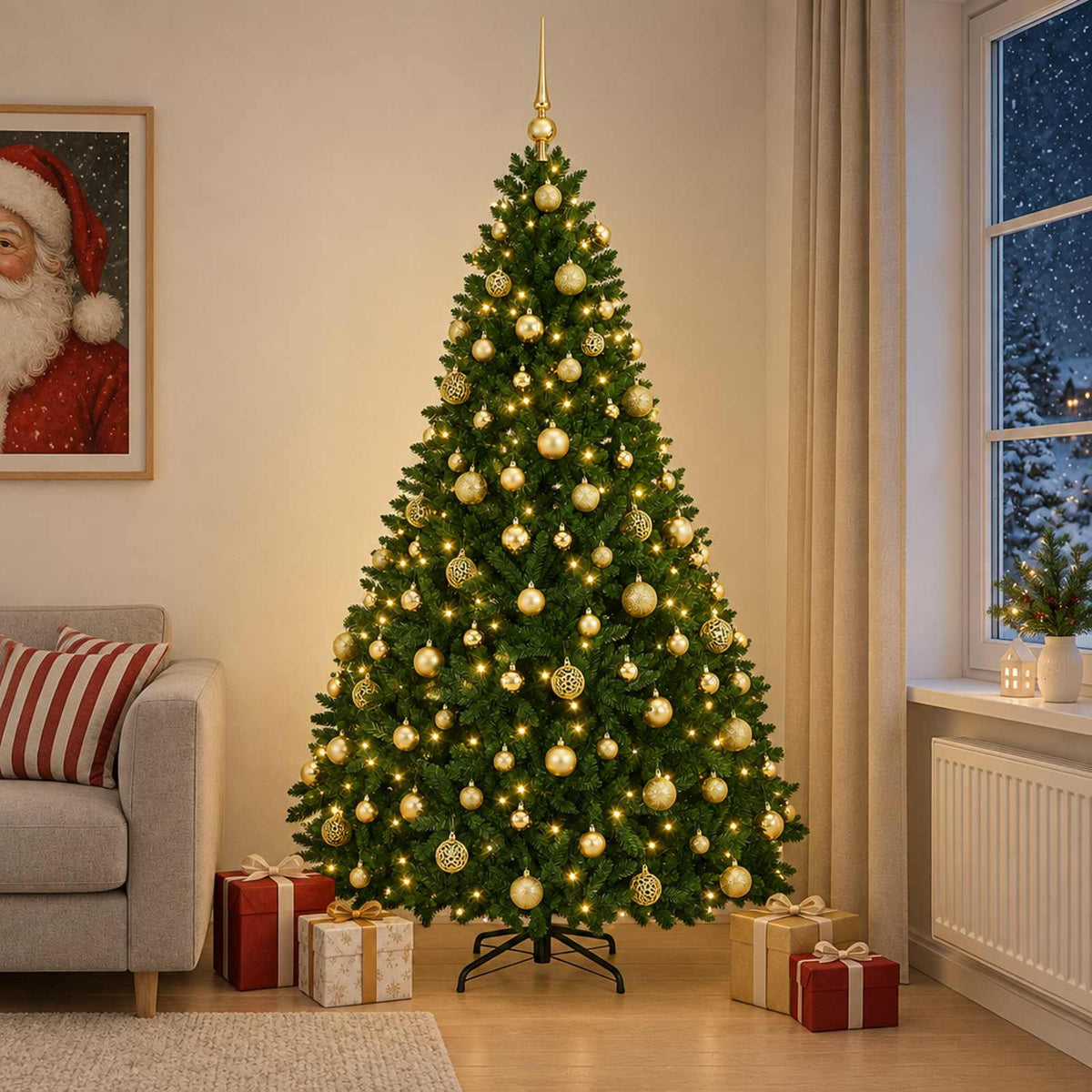 vidaXL Artificial Christmas Tree Mid-green with Ornament 210 cm