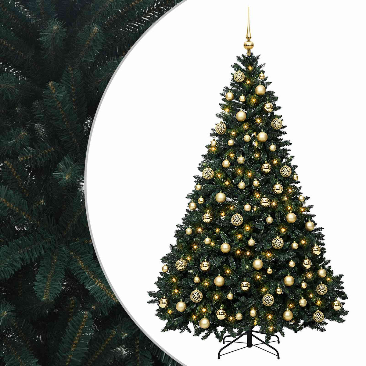 vidaXL Artificial Dark Green Christmas Tree with Baubles 180 cm