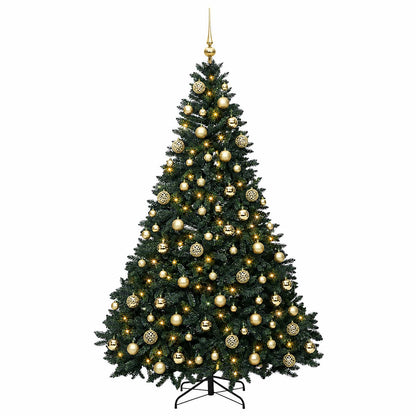 vidaXL Artificial Dark Green Christmas Tree with Baubles 180 cm