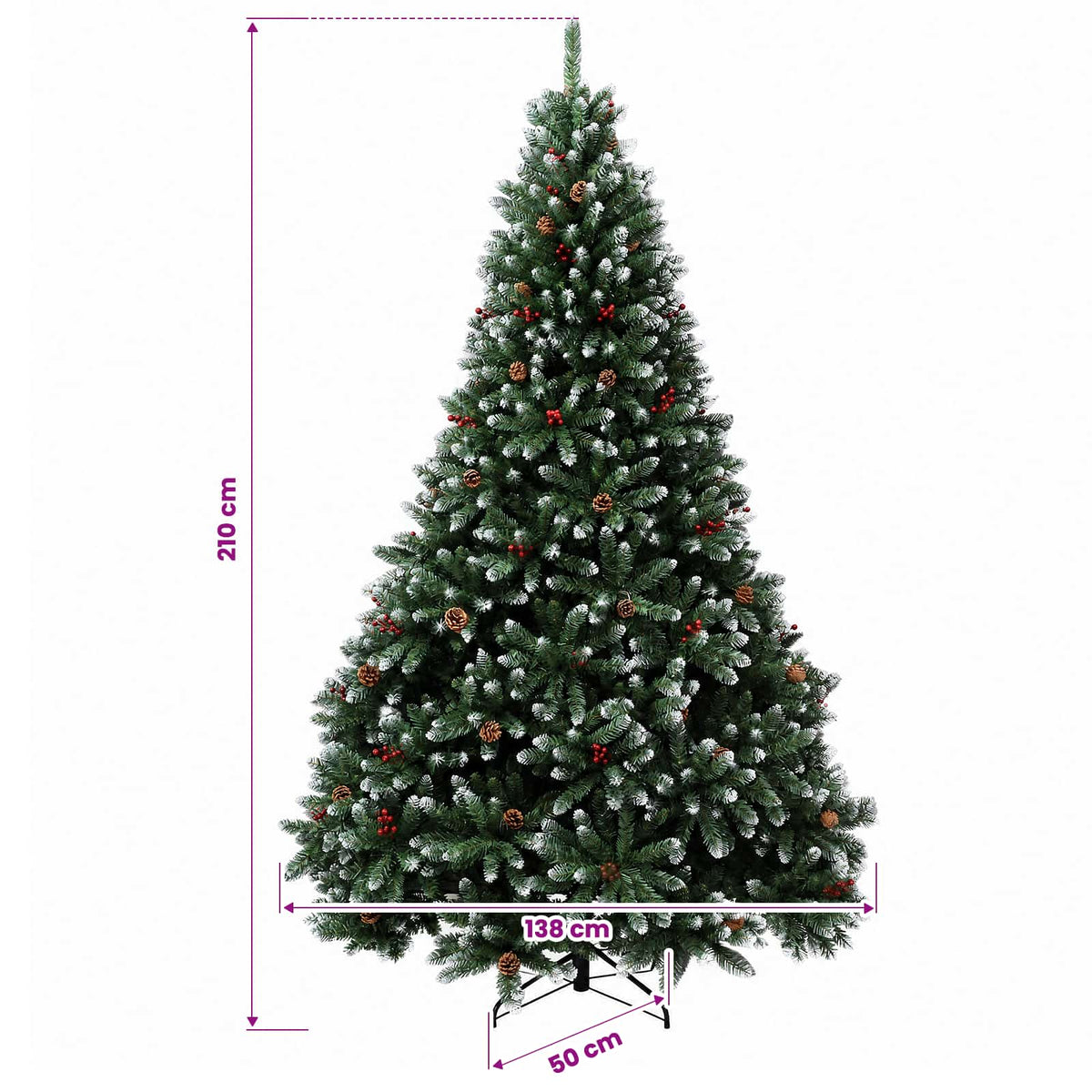 vidaXL Artificial Christmas Tree Green with Bauble 210 cm 300 LEDs