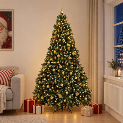 vidaXL Artificial Christmas Tree Green with Bauble 210 cm 300 LEDs