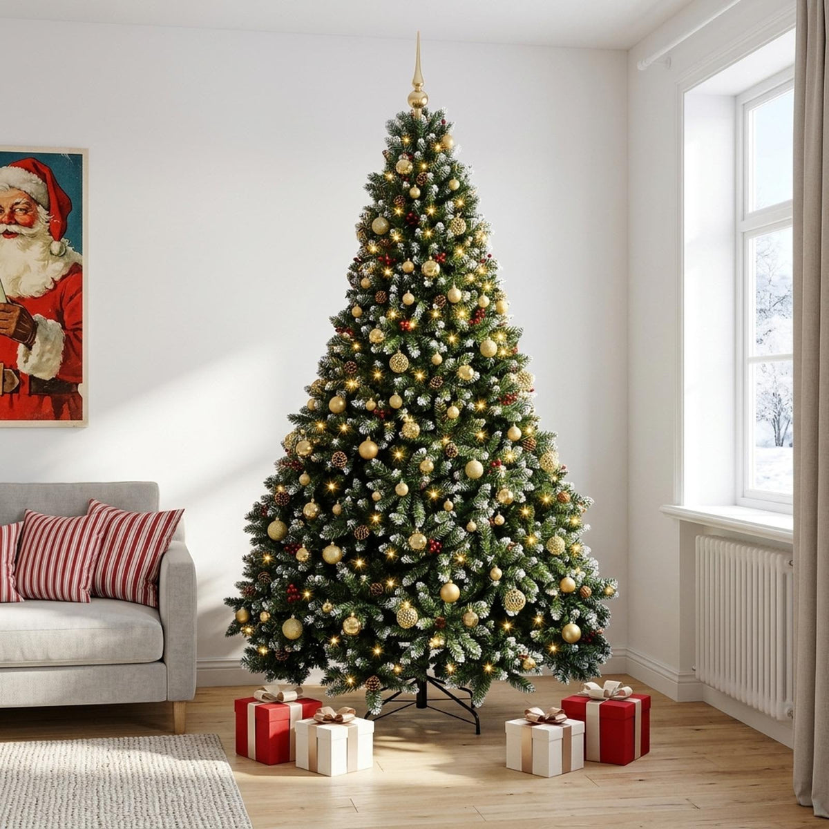 vidaXL Artificial Christmas Tree Green with Bauble 210 cm 300 LEDs