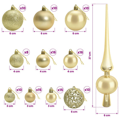 vidaXL Artificial Slim Christmas Tree with Bauble 180 cm 300 LEDs
