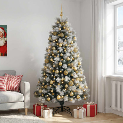 vidaXL Artificial Hinged Christmas Tree with Baubles 240 cm 300 LEDs