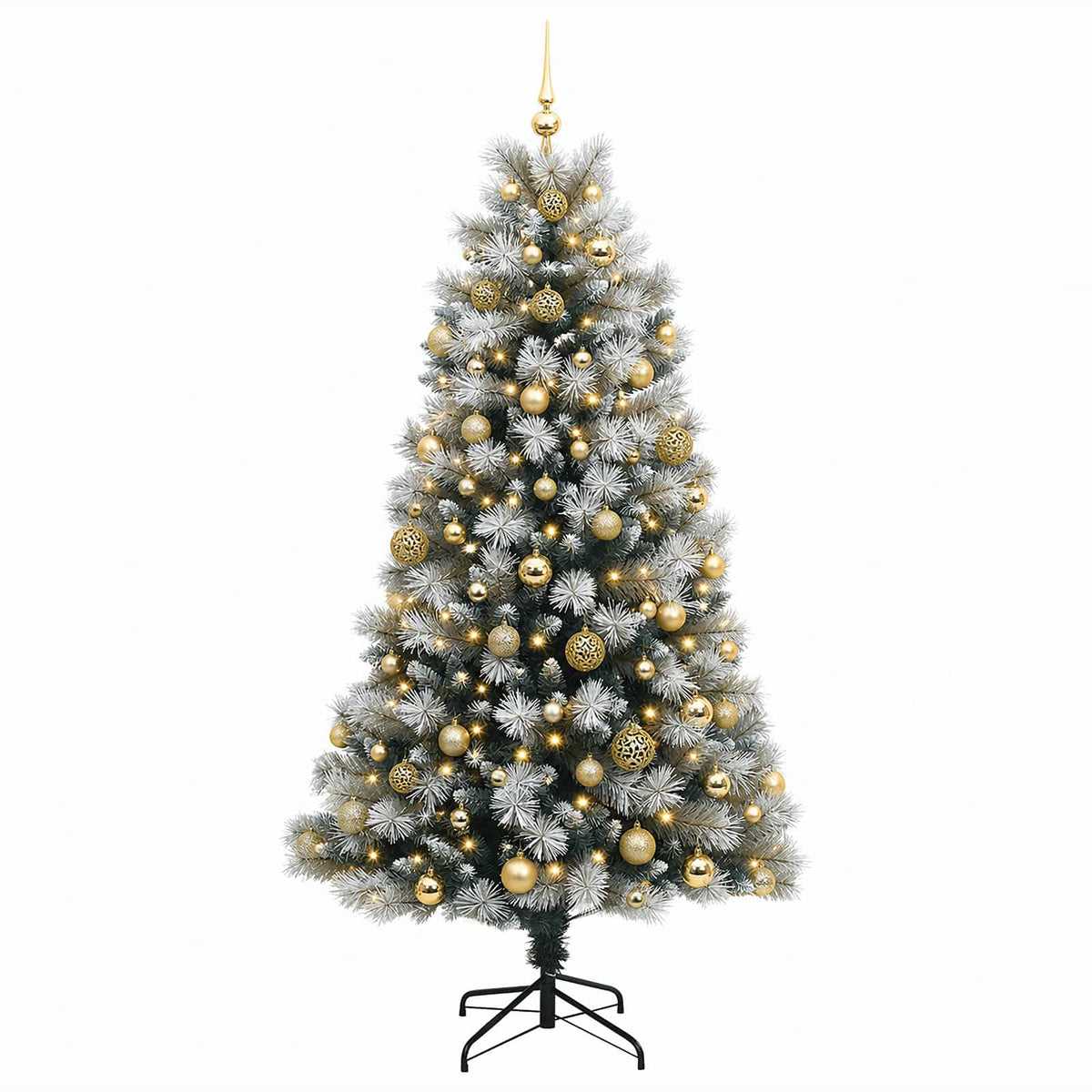 vidaXL Artificial Hinged Christmas Tree with Baubles 240 cm 300 LEDs