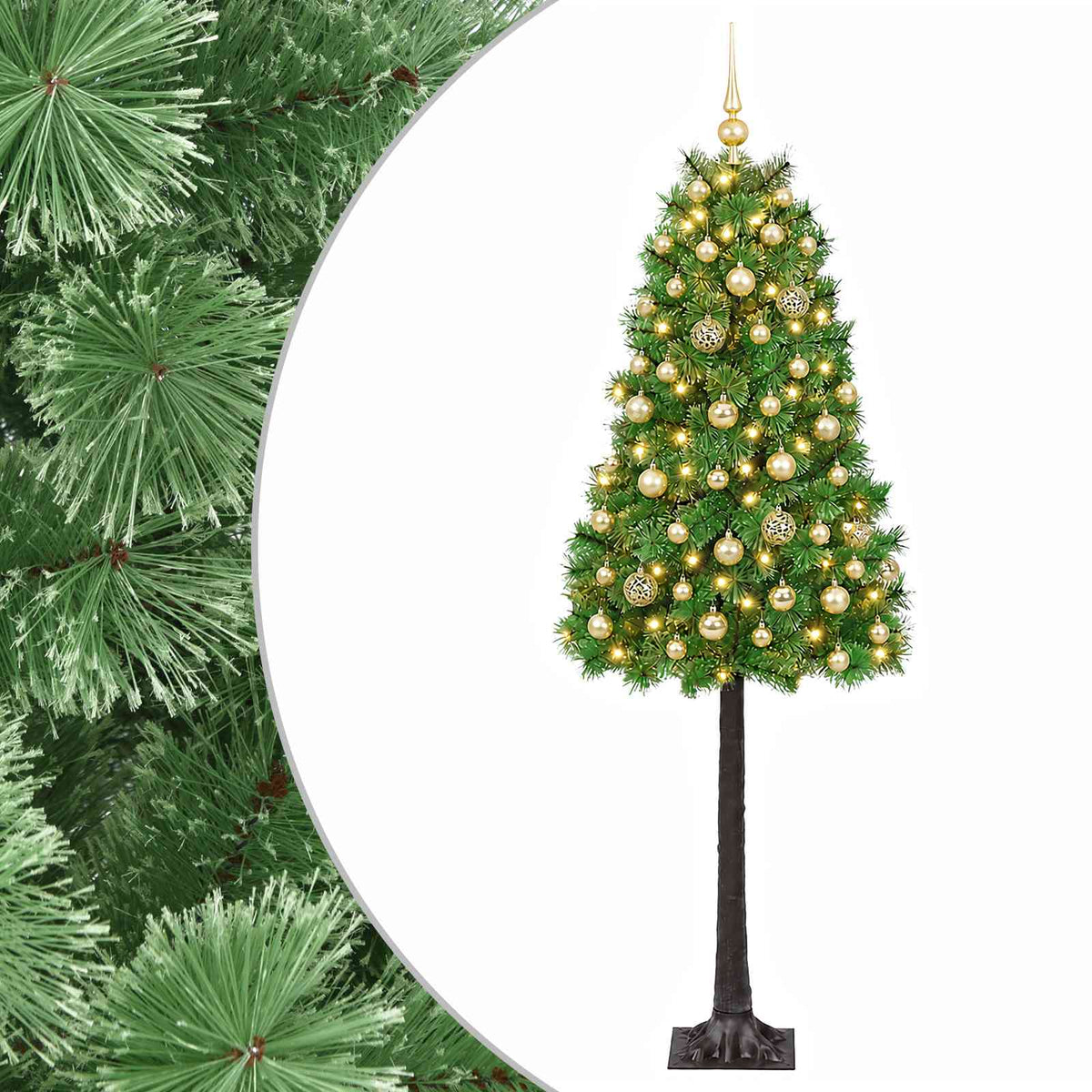 vidaXL Artificial Hinged Christmas Tree with Baubles 180 cm 300 LEDs