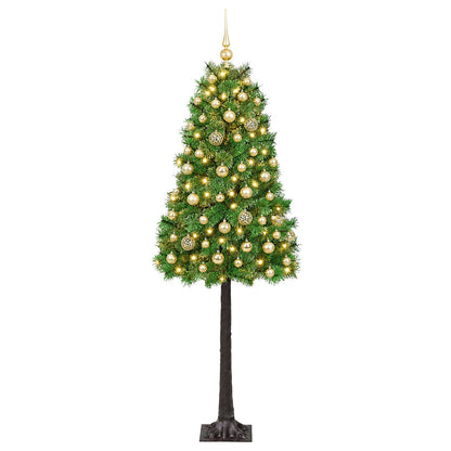 vidaXL Artificial Hinged Christmas Tree with Baubles 180 cm 300 LEDs