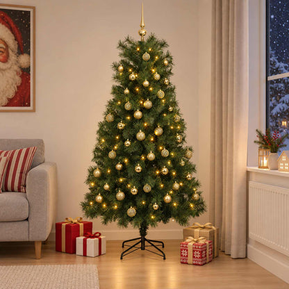 vidaXL Artificial Hinged Christmas Tree with Baubles 180 cm 300 LEDs