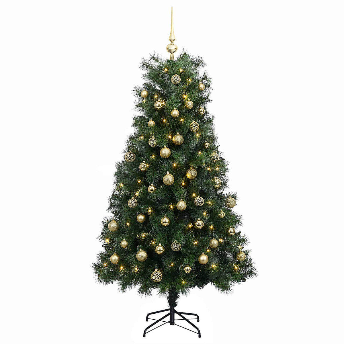 vidaXL Artificial Hinged Christmas Tree with Baubles 180 cm 300 LEDs