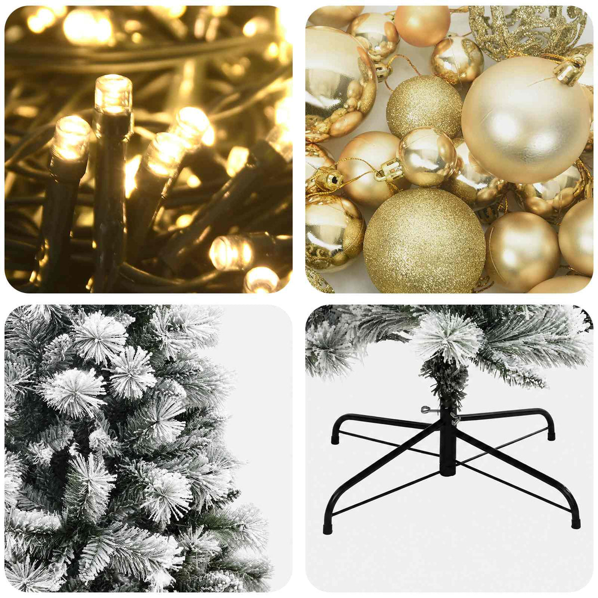 vidaXL Artificial Hinged Christmas Tree with Baubles 210 cm 300 LEDs