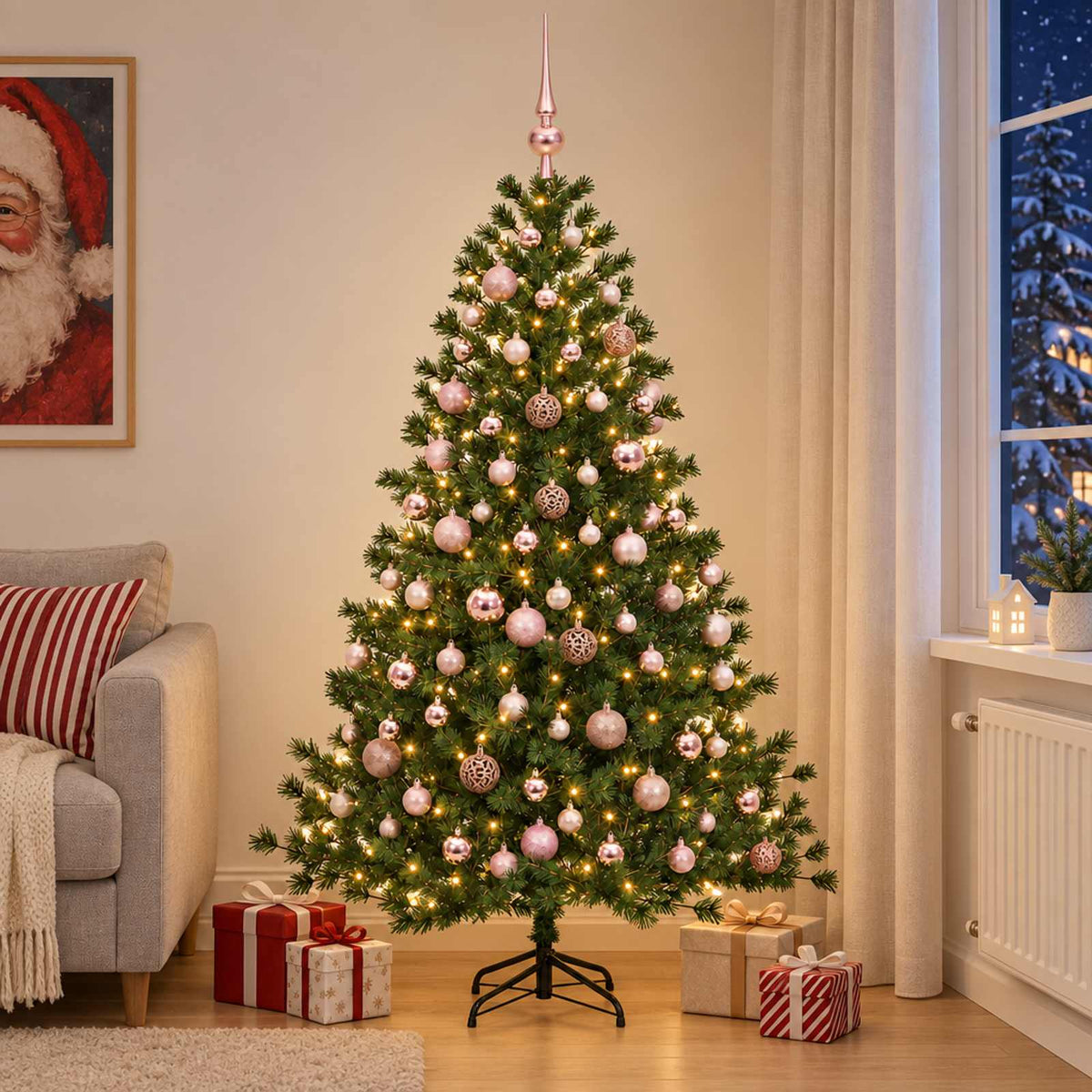 vidaXL Artificial Christmas Tree with Bauble 210 cm 300 LEDs