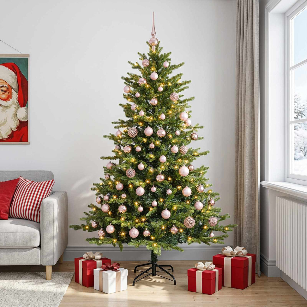 vidaXL Artificial Christmas Tree with Bauble 240 cm 300 LEDs