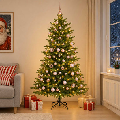 vidaXL Artificial Christmas Tree with Bauble 210 cm 300 LEDs