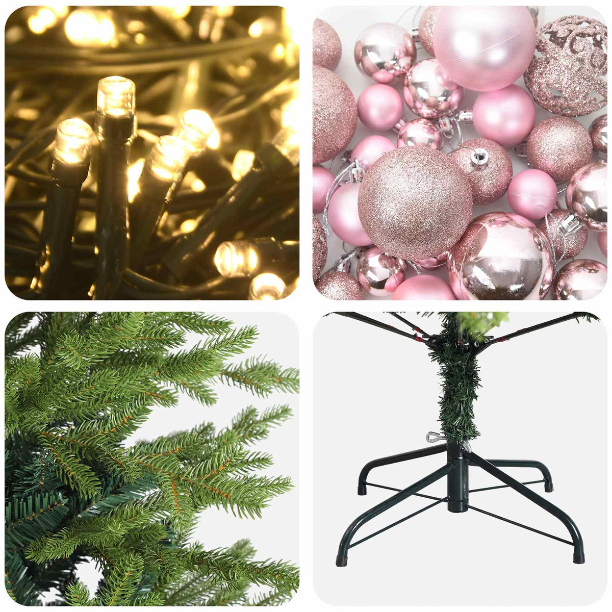 vidaXL Artificial Christmas Tree with Bauble 240 cm 300 LEDs