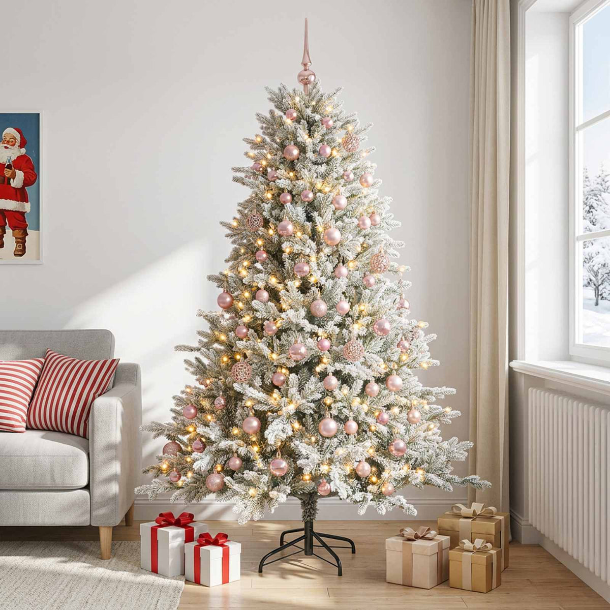 vidaXL Artificial Christmas Tree with Bauble 240 cm 300 LEDs