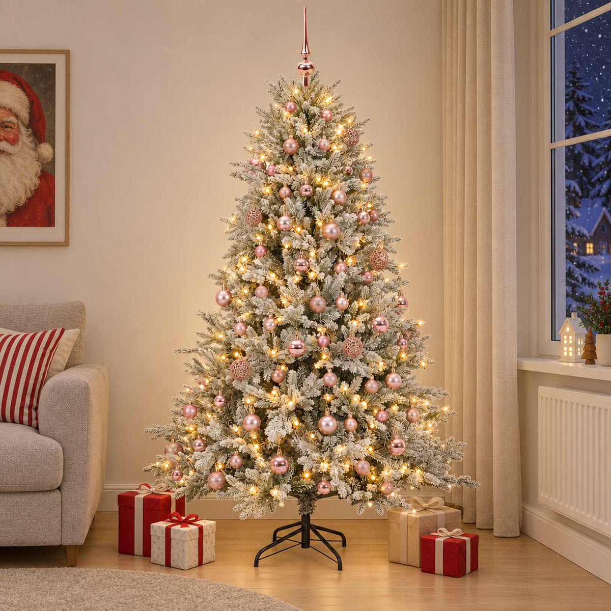 vidaXL Artificial Christmas Tree with Bauble 180 cm 300 LEDs