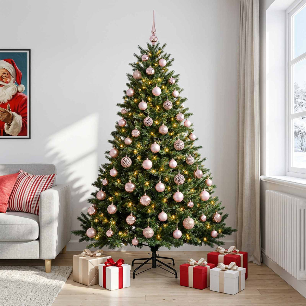 vidaXL Artificial Christmas Tree with Bauble 240 cm 300 LEDs