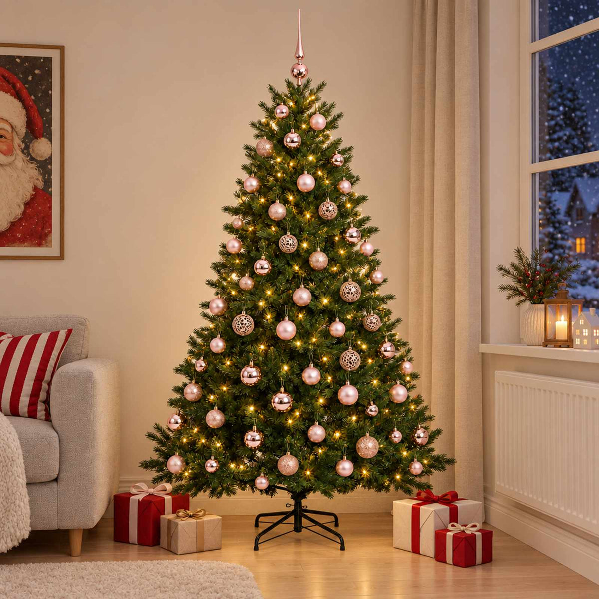 vidaXL Artificial Christmas Tree with Bauble 240 cm 300 LEDs