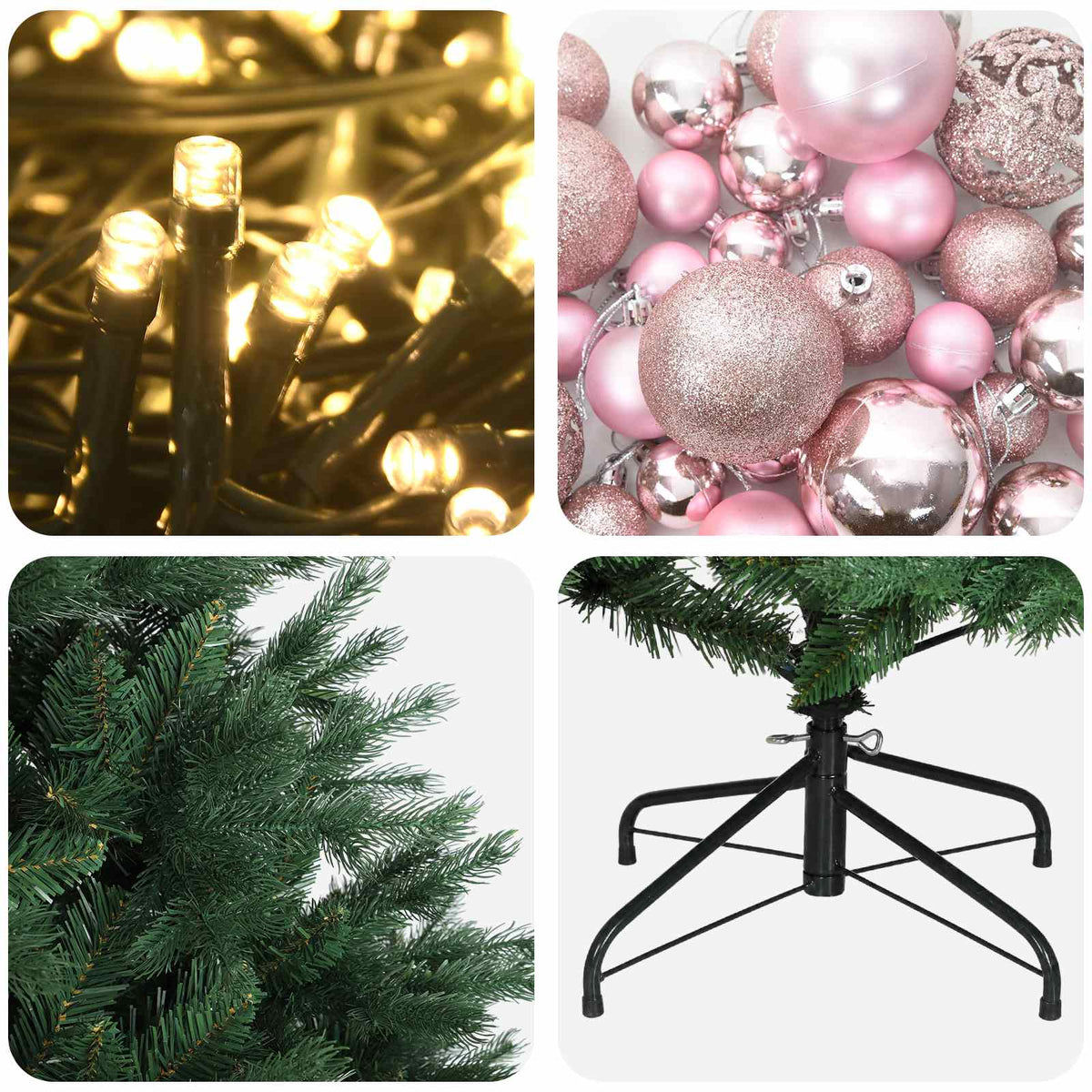 vidaXL Artificial Christmas Tree with Bauble 180 cm 300 LEDs