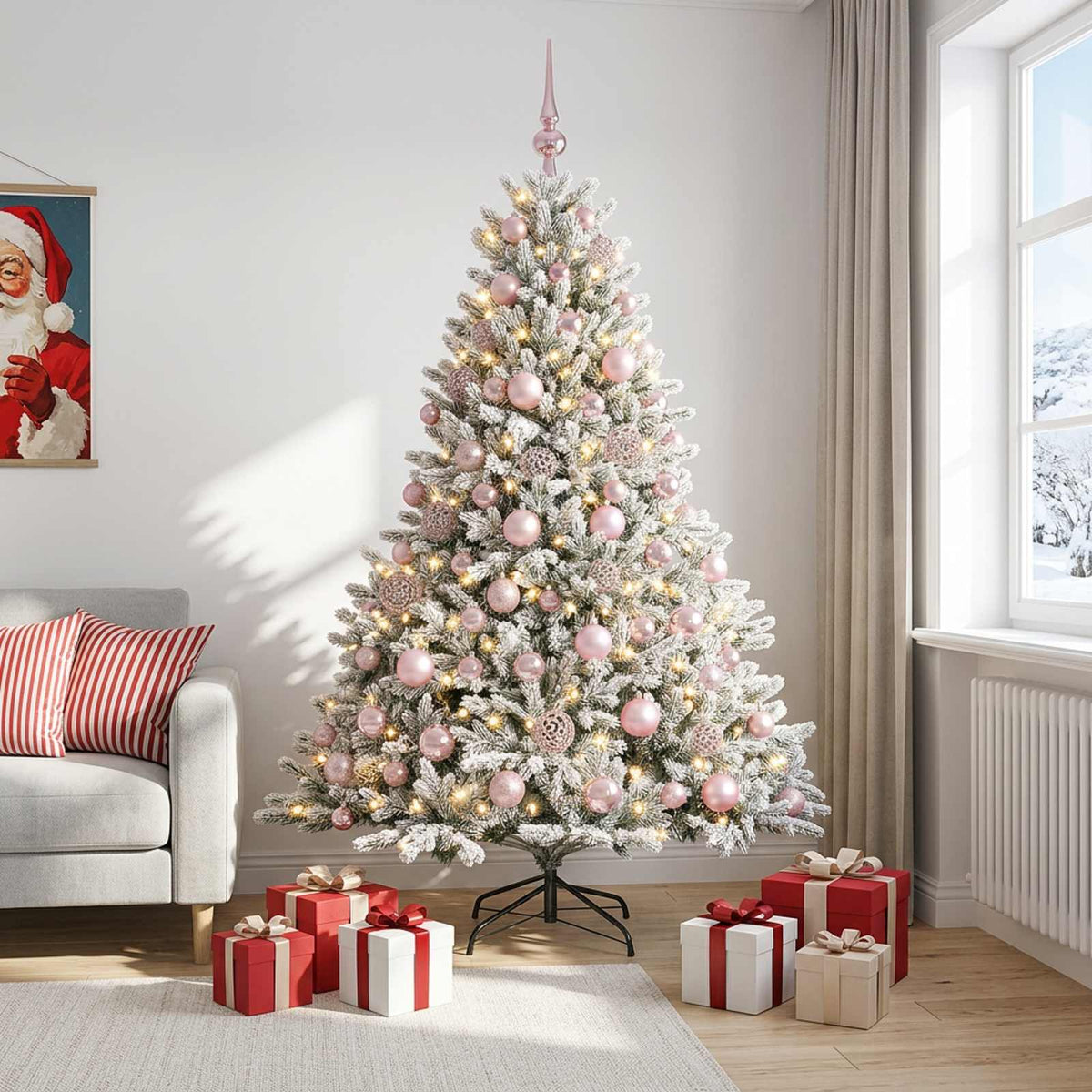 vidaXL Artificial Christmas Tree with Bauble 240 cm 300 LEDs