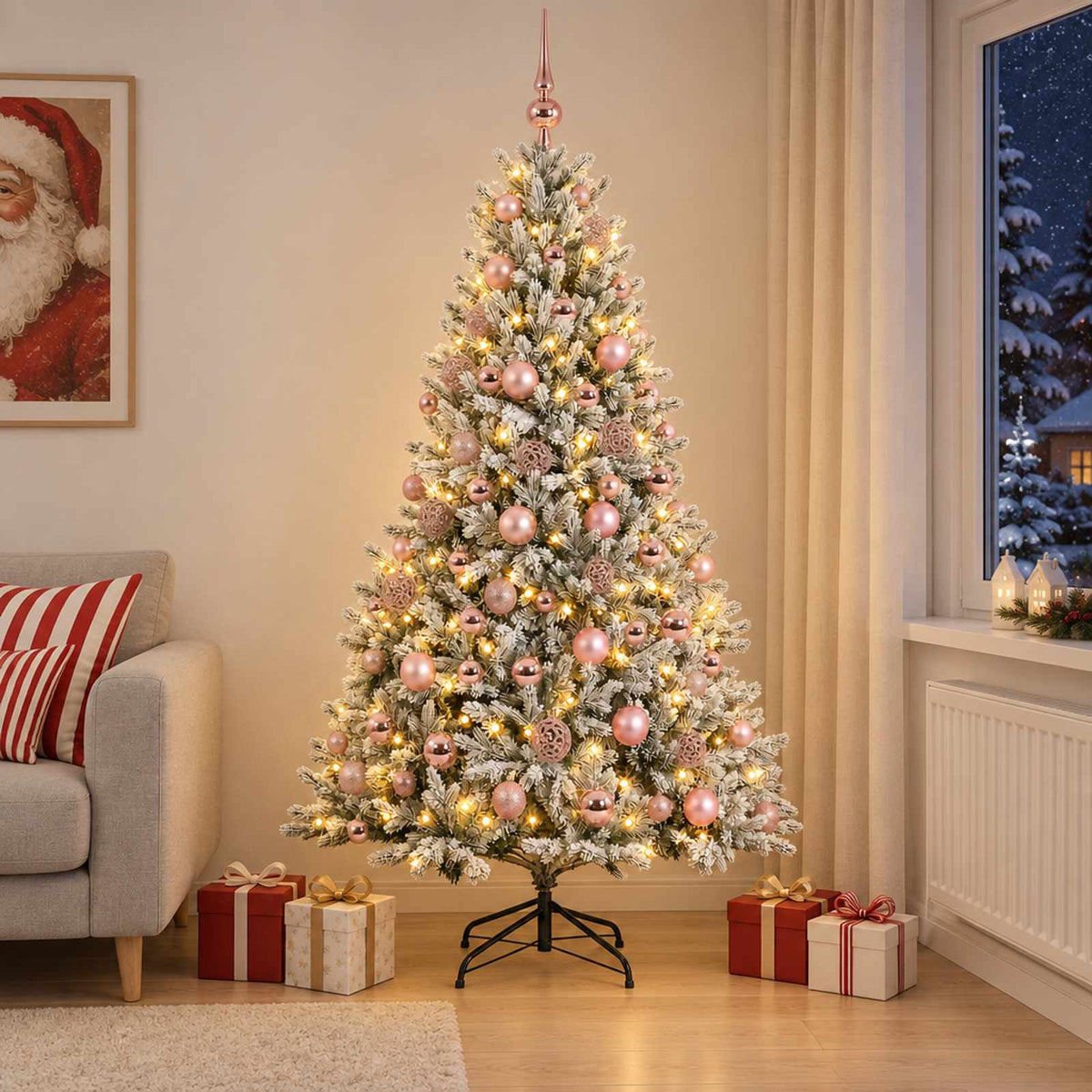 vidaXL Artificial Christmas Tree with Bauble 240 cm 300 LEDs
