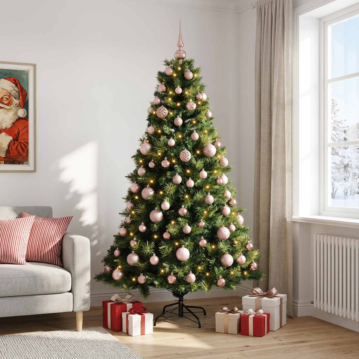 vidaXL Artificial Christmas Tree with Bauble 240 cm 300 LEDs
