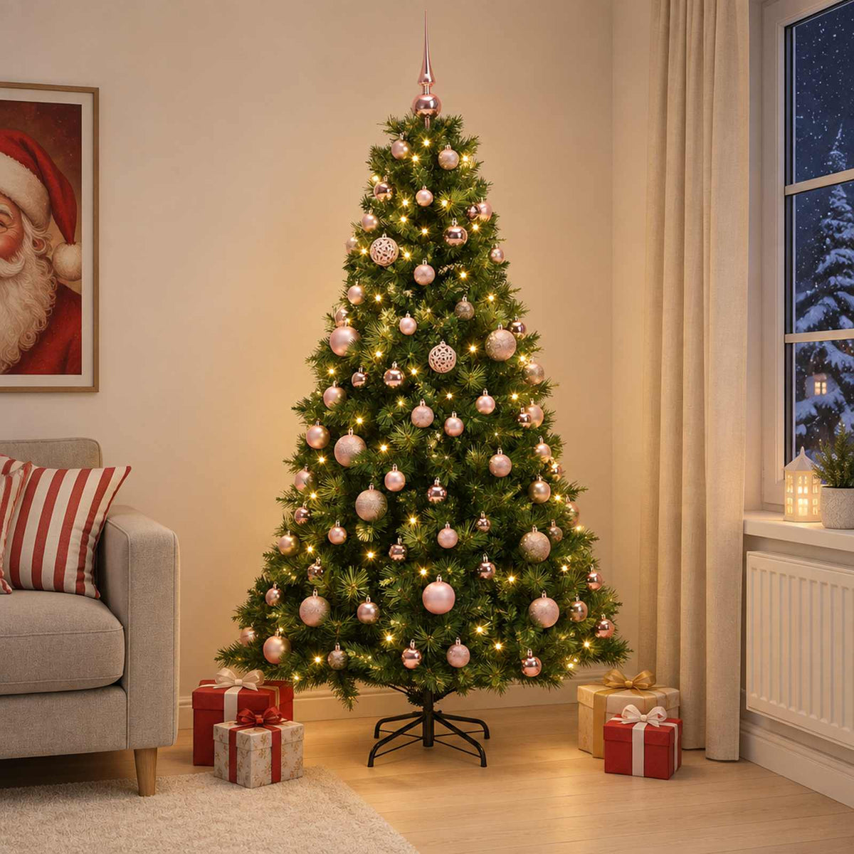 vidaXL Artificial Christmas Tree with Bauble 180 cm 300 LEDs