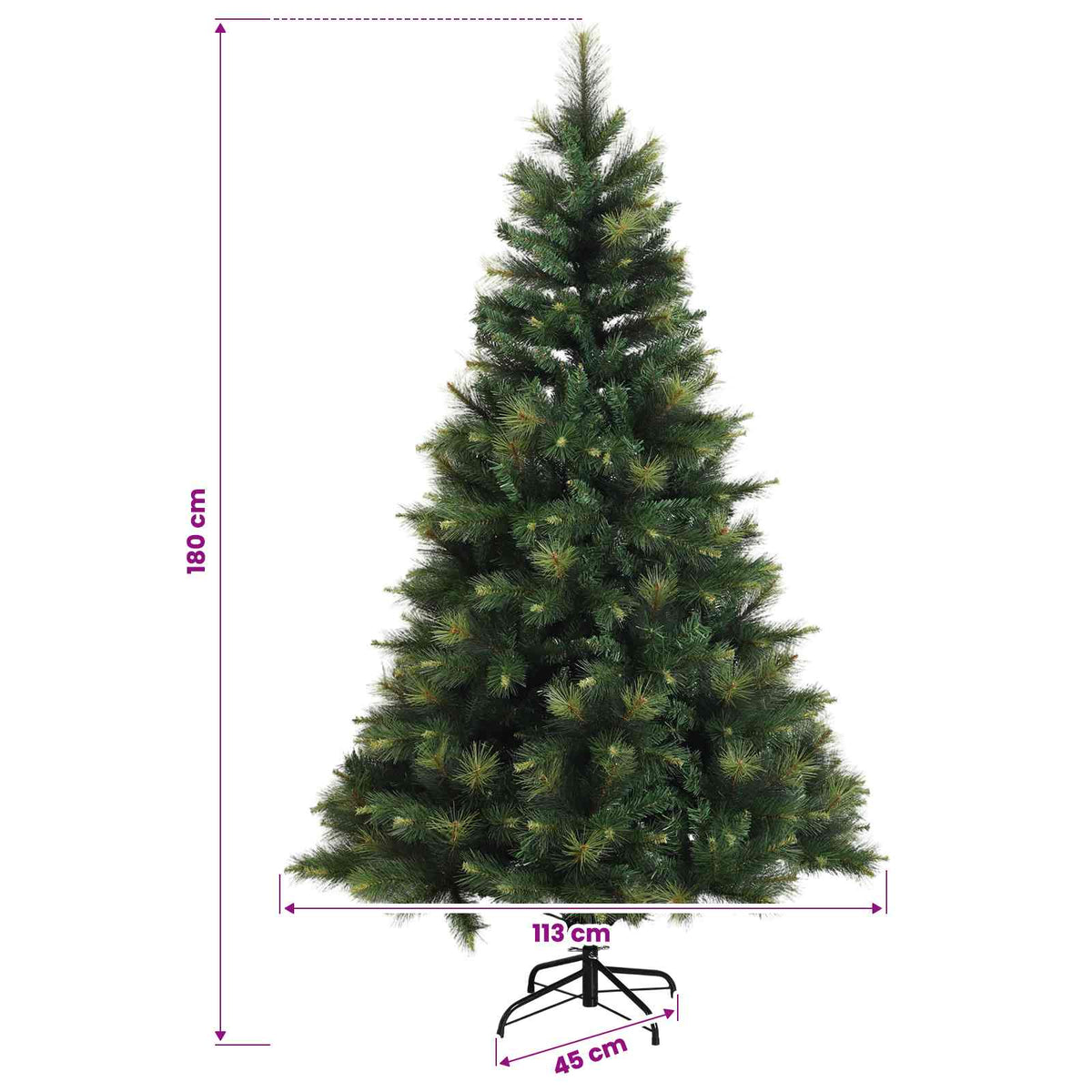 vidaXL Artificial Christmas Tree with Bauble 180 cm 300 LEDs