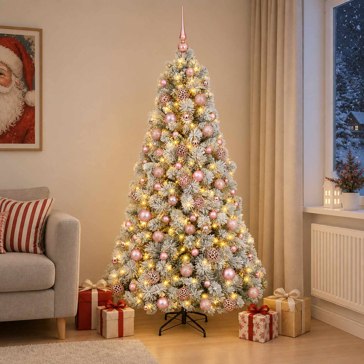 vidaXL Artificial Christmas Tree with Bauble 180 cm 300 LEDs