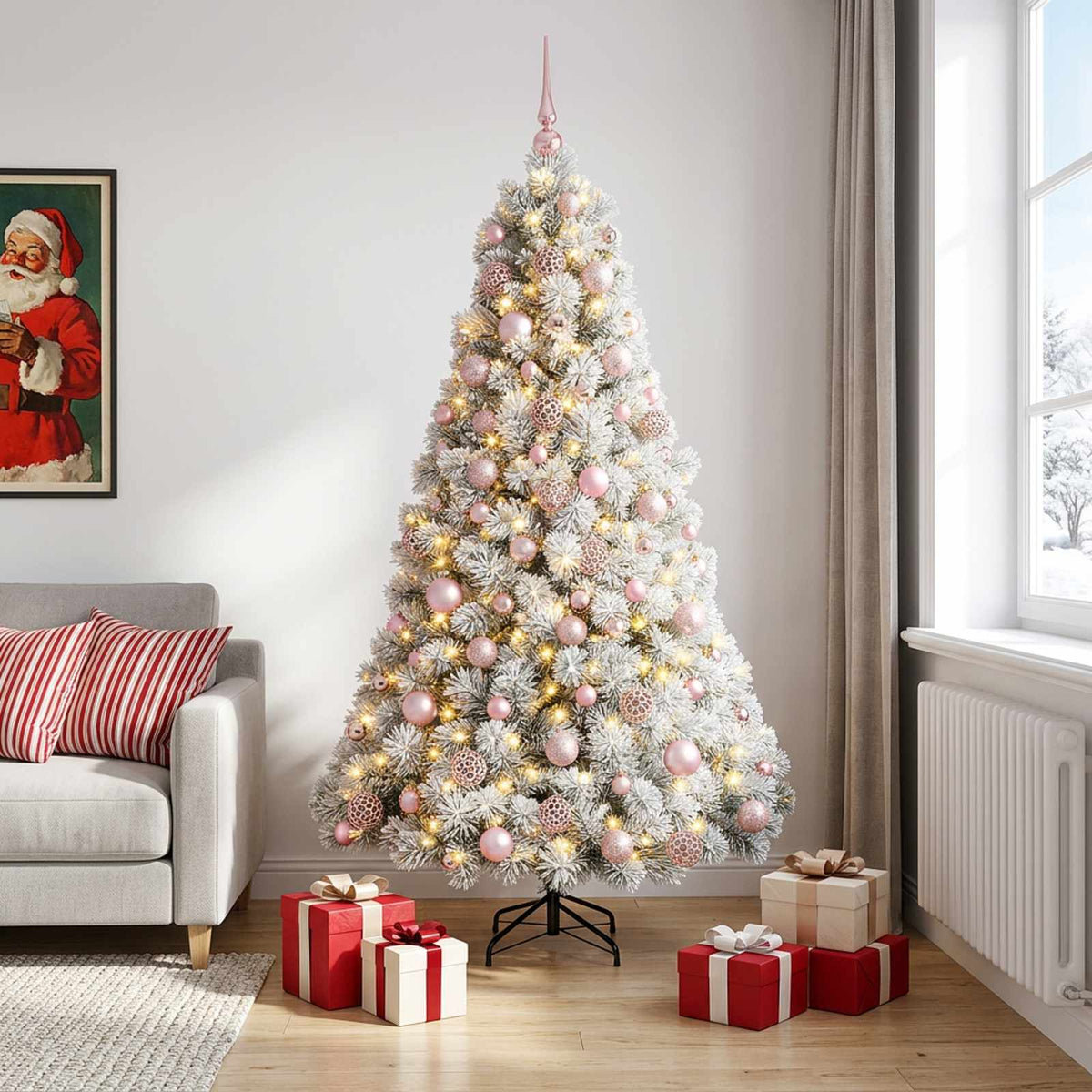vidaXL Artificial Christmas Tree with Bauble 180 cm 300 LEDs