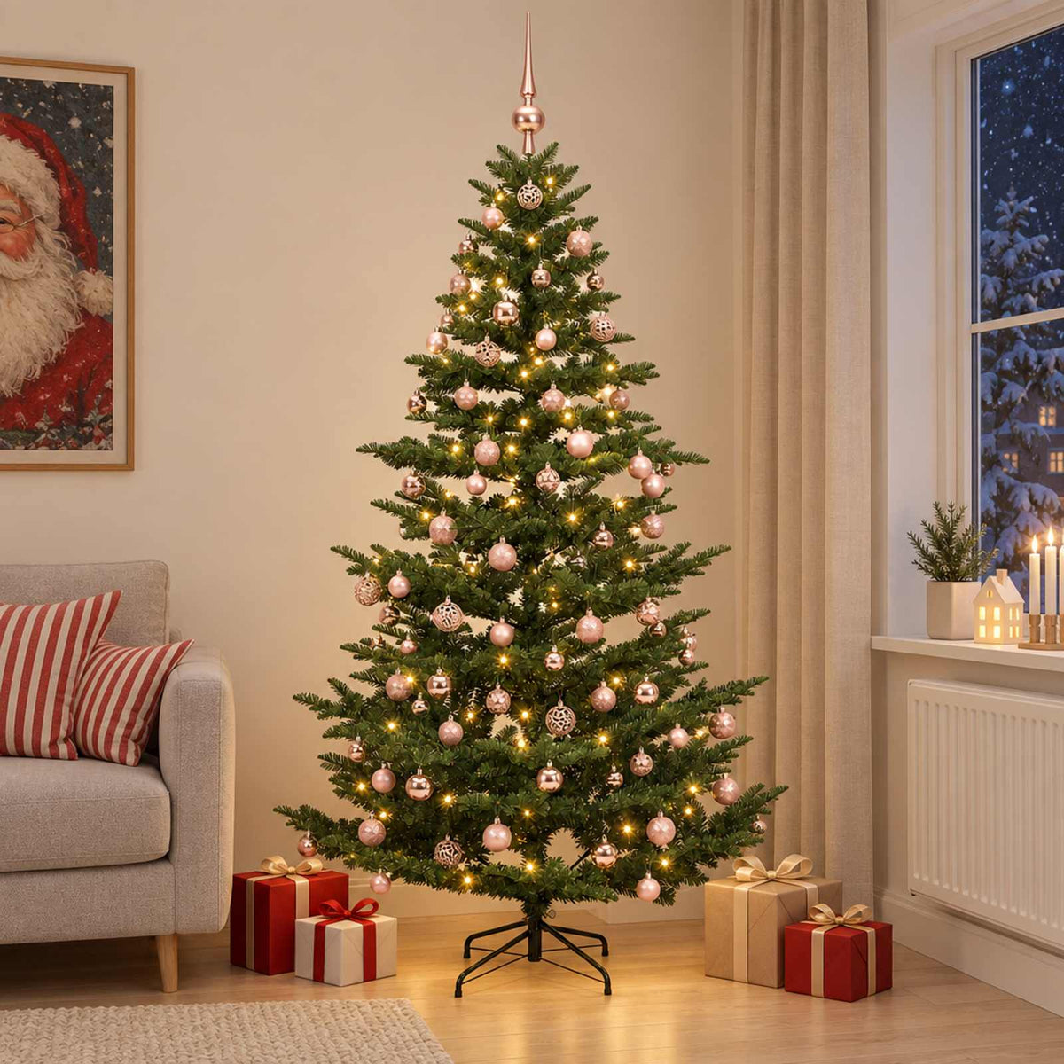 vidaXL Artificial Christmas Tree with Bauble 180 cm 300 LEDs