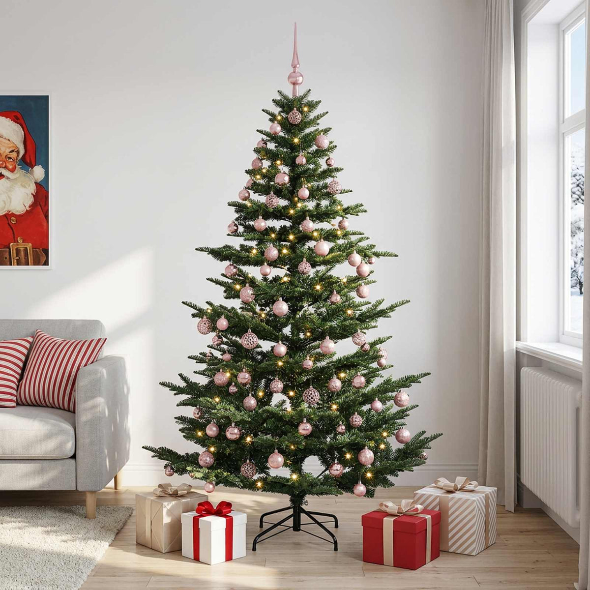 vidaXL Artificial Christmas Tree with Bauble 180 cm 300 LEDs